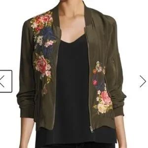 Johnny Was Silk Bomber jacket size Medium